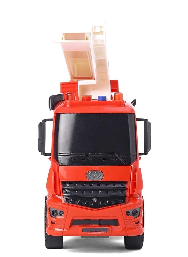 Grofler Unbreakable Friction Power Fire Rescue Truck Toy Pull Back Vehicles Engineering Toys Truck with Light & Sound for Kids Boys Girls. (Rescue Trolley Elevator) (Multicolor) - Image 4